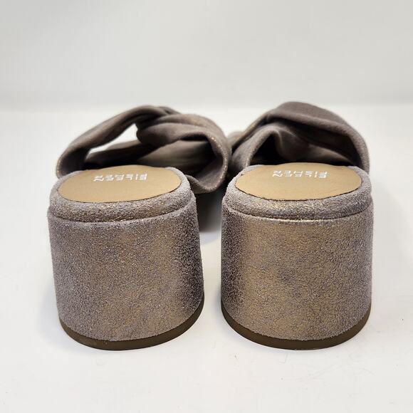 Eileen Fisher Women Vow Metallic Gold Suede Slip On Sandal Size 10 Block Heel - Picture 5 of 8